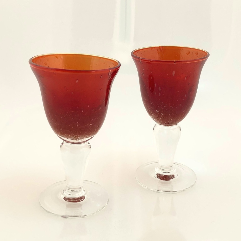 2 fabulous vintage water glass red cups.